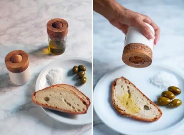 You can easily spread olive oil on your bread with this ‘olive oil-roller’